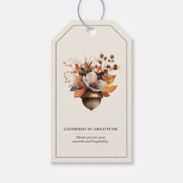 Rustic Acorn Floral Ivory Fall Gift & Favor Tag Geschenkanhänger