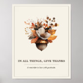 Rustic Acorn Floral Ivory Fall Poster (Vorne)