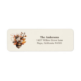 Rustic Acorn Floral Ivory Return Address Label