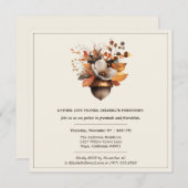 Rustic Acorn Floral | Ivory Thanksgiving Dinner Einladung (Vorne/Hinten)