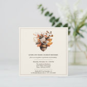 Rustic Acorn Floral | Ivory Thanksgiving Dinner Einladung (Stehend Vorderseite)