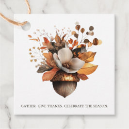 Rustic Acorn Floral White Fall Favor Tag Geschenkanhänger