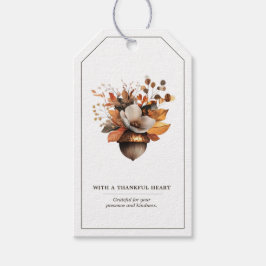 Rustic Acorn Floral White Fall Gift and Favor Tag Geschenkanhänger
