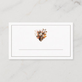 Rustic Acorn Floral White Fall Place Cards  Platzkarte