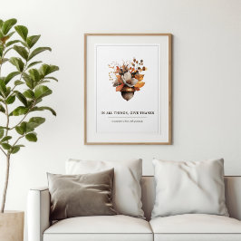 Rustic Acorn Floral White Fall Poster