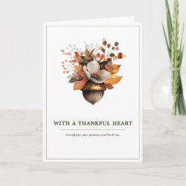 Rustic Acorn Floral White Thank You Card Dankeskarte