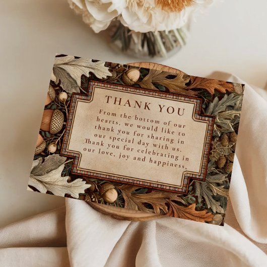 Rustic Acorn Woodland Wedding Dankeskarte