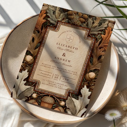Rustic Acorn Woodland Wedding Einladung