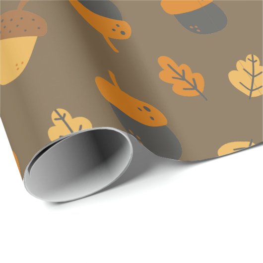 Rustic Acorns & Oak Leaves Geschenkpapier (Rolleneckpunkt)