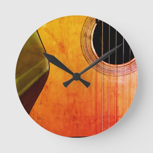 Rustic Acoustic Guitar Wall Clock Runde Wanduhr (Vorderseite)