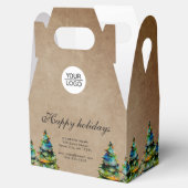 Rustic Add Logo Text Christmas Tree Company Geschenkschachtel (Geöffnet)