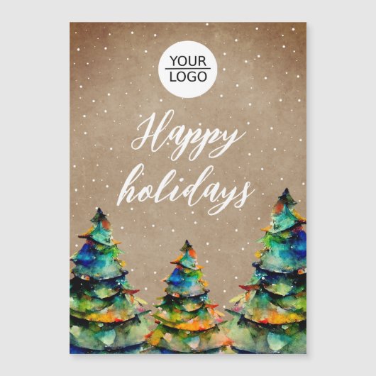 Rustic Add Logo Weihnachtsbaum Company Magnet (Vorderseite)