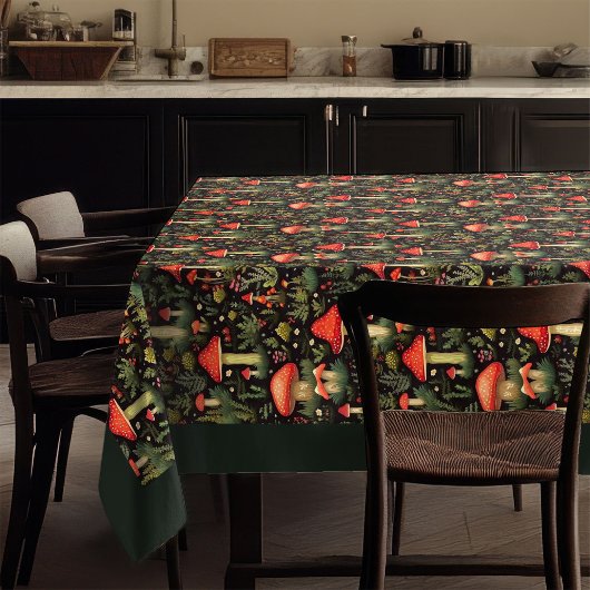 Rustic Aesthetic Tablecloth Mushrooms & Ferns Tischdecke