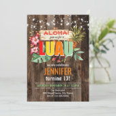 Rustic Aloha Luau Geburtstagsparty Einladung (Stehend Vorderseite)