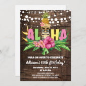 Rustic Aloha Luau Hawaiian Birthday Einladung (Vorne/Hinten)