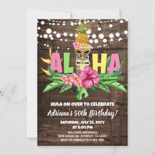 Rustic Aloha Luau Hawaiian Birthday Einladung