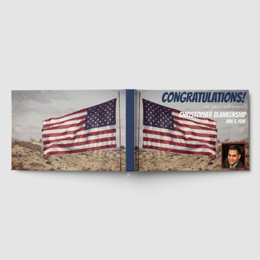 Rustic American Flag Custom Foto Gästebuch (Voll)