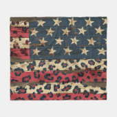 Rustic American Flag Leopard Print (1) Fleecedecke (Vorderseite (Horizontal))