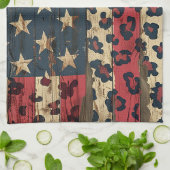 Rustic American Flag Leopard Print (1) Geschirrtuch (Gefaltet)
