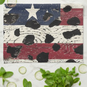 Rustic American Flag Leopard Print (2) Geschirrtuch (Gefaltet)
