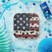 Rustic American Flag Leopard Print (2) Pappteller (Party)
