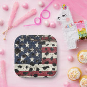 Rustic American Flag Leopard Print (2) Pappteller (Party)