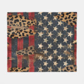 Rustic American Flag Leopard Print (3) Fleecedecke (Vorderseite (Horizontal))