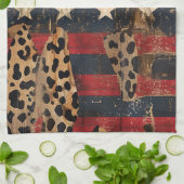 Rustic American Flag Leopard Print (3) Geschirrtuch (Gefaltet)
