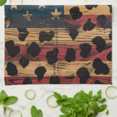 Rustic American Flag Leopard Print (4) Geschirrtuch (Gefaltet)