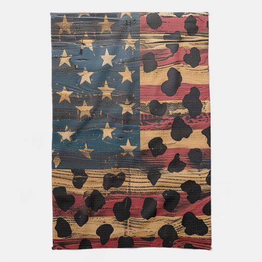 Rustic American Flag Leopard Print (4) Geschirrtuch (Vertikal)
