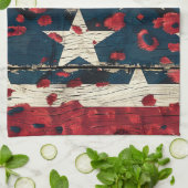 Rustic American Flag Leopard Print (5) Geschirrtuch (Gefaltet)