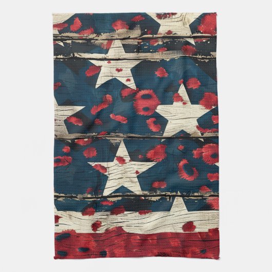 Rustic American Flag Leopard Print (5) Geschirrtuch (Vertikal)