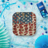 Rustic American Flag Leopard Print (6) Pappteller (Party)