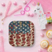 Rustic American Flag Leopard Print (6) Pappteller (Party)