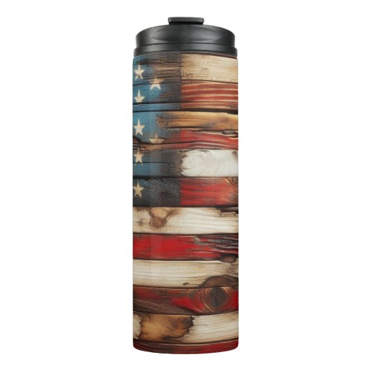 Rustic American  Flag Thermosbecher (Vorderseite)