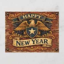 Rustic Americana Eagle Shield New Year Feiertagspostkarte