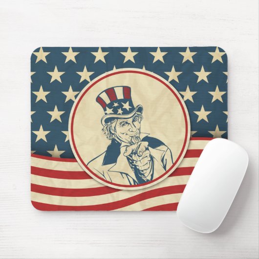 Rustic Americana Uncle Sam Patriotic Mousepad (Mit Mouse)