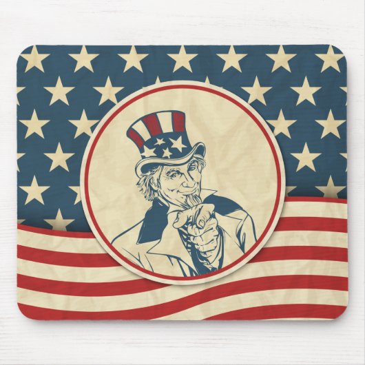 Rustic Americana Uncle Sam Patriotic Mousepad (Vorne)
