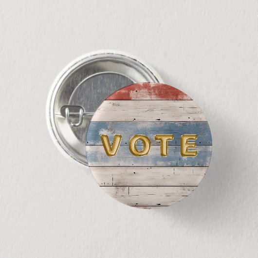Rustic Americana Wood Plank Vote Button (Vorne & Hinten)