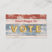 Rustic Americana Wood Plank Vote Reminder Visitenkarte (Vorderseite)