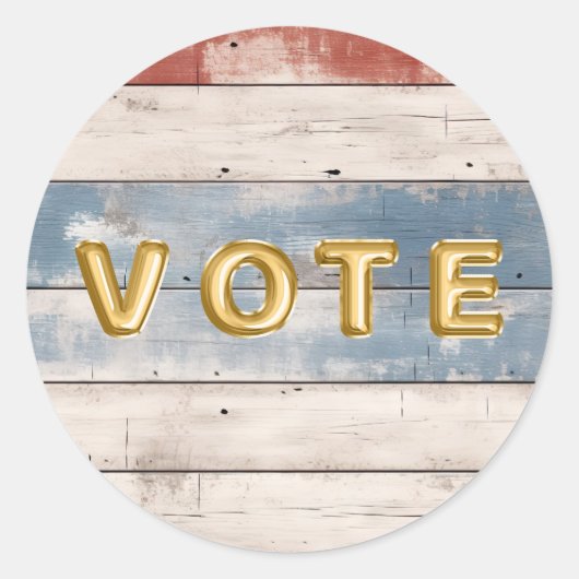 Rustic Americana Wood Plank Vote Runder Aufkleber (Vorderseite)