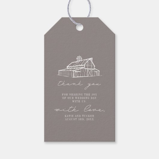 Rustic Amethyst Graue Barn Farm Wedding Vielen Dan Geschenkanhänger (Vorderseite)