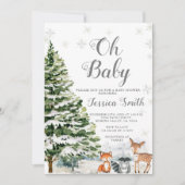 Rustic Animal Evergreen Weihnachtsdusche Einladung (Vorderseite)