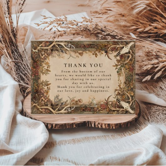 Rustic Antler Autumn Wedding Dankeskarte