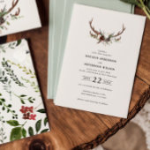 Rustic Antler Floral Wedding Boho Woodland Barn Einladung