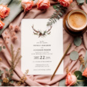 Rustic Antler Floral Wedding Boho Woodland Barn Einladung