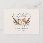 Rustic Antler Floral Wedding woodland Boho Details Begleitkarte (Vorderseite)