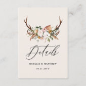 Rustic Antler Floral Wedding woodland Boho Details Begleitkarte (Vorderseite)