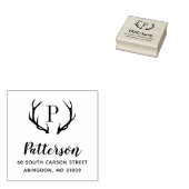 Rustic Antler Monogram Address Briefmarke Gummistempel (Stempel)