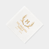 Rustic Antler Monogram Familienname etabliert Servietten Mit Folie (Rechts)